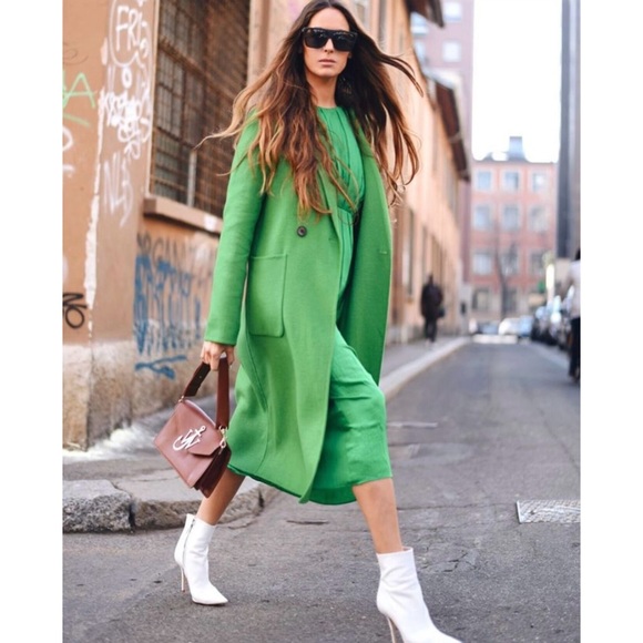 NEW Zara soft wool blend coat green - Picture 10 of 12